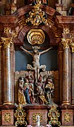 Maria zu den Ketten, Zell am Harmersbach, Right side altar, Crucifixion group