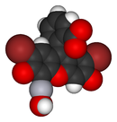 Vista 3D di una molecola di merbromina