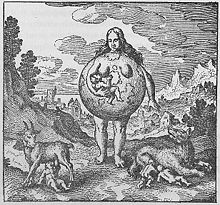 2nd emblem of Atalanta Fugiens: the earth is its nurse. Michael Maier Atalanta Fugiens Emblem 02.jpeg