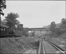 Miners walking home from Raven Red Ash Coal Company, 1946 Miners walking home. Raven Red Ash Coal Company, No. 2 Mine, Raven, Tazewell County, Virginia. - NARA - 541111.jpg