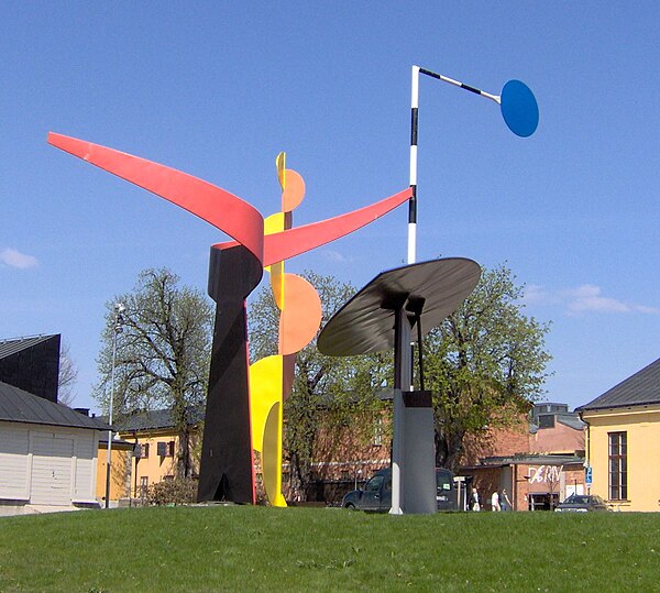 The Four Elements (1961) by Alexander Calder, installation in front of the museum entrance