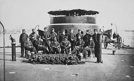 Officers of a Union monitor, probably USS Sangamon, photographed during the American Civil War Monitor officers2.jpg