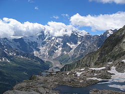 Monte Rosa (4637 moh) på grænsen mod Schweiz