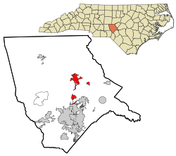 Location in Moore County and the state of شمالی کیرولائنا.