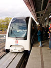 Moscow Monorail train at a station