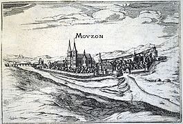 Dessin de Mouzon en 1634 par Christophe Tassin.