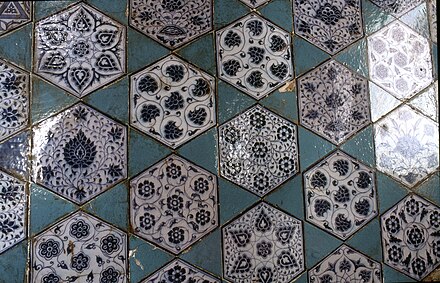 Blue and white tilework with Chinese influences at the Murad II Mosque in Edirne (circa 1435)