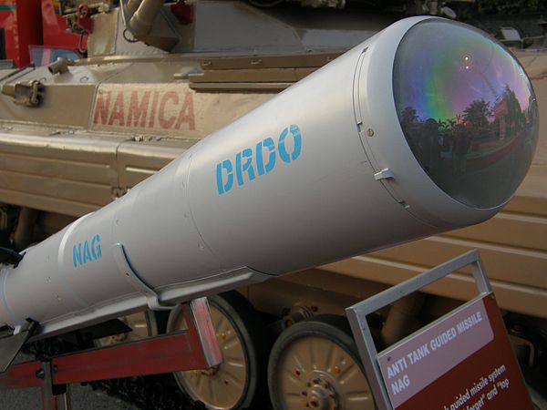 Closeup view of Nag missile with imaging infrared (IIR) seeker