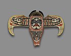'Namgis thunderbird transformation mask, 19th century, cedar, pigments, leather, nails, metal plate, 71 in. wide when open, Brooklyn Museum, NY
