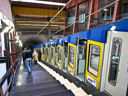 The funicular train stopped at the Via Morghen station in Vomero