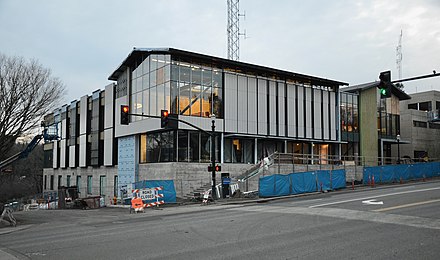 The new city hall under construction in January 2021. It opened in April.