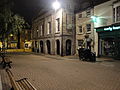 St James' Square, Newport, Isle of Wight viewed at night looking towards the High Street.