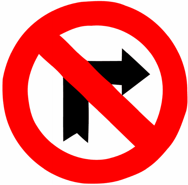 No siin. Запрещающие знаки поворот направо запрещен. Don't turn right. Turn right.