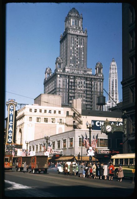 The theater in October 1944 with sign painted blue-gray.