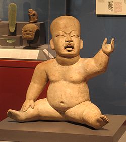 Olmec white ware "hollow baby" figurine. Olmec baby-face figurine, Snite.jpg