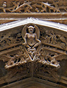 The mythical figure at the top of the west portal (19th c.)