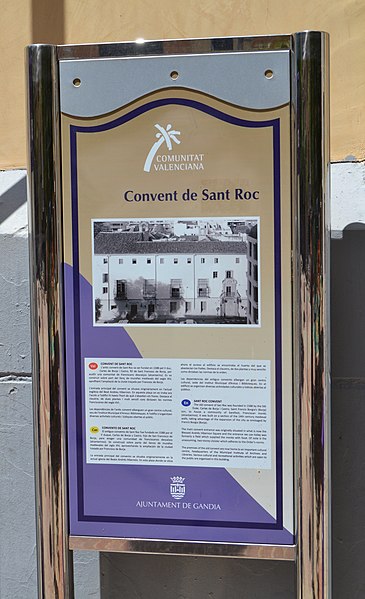 File:Panell informatiu del convent de sant Roc, Gandia.JPG