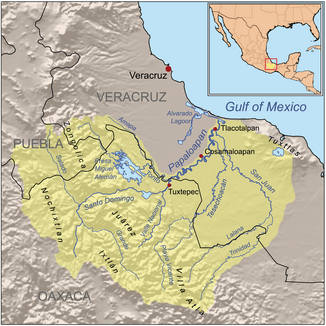 Map of the Río Papaloapan and its catchment area