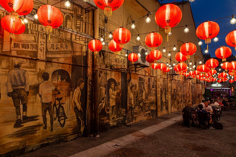 File:Paper lanterns and mural in Kuala Lumpur.jpg