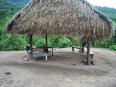 Woven bed base in Aoti, in the Peruvian rainforest