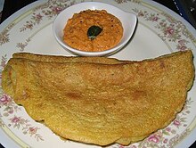 Pesarattu is a special breakfast in Andhra Pradesh, India. Pesarattu.jpg