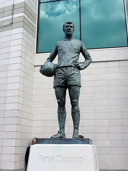 Statue of Peter Osgood outside Stamford Bridge, who won the award in 1973.