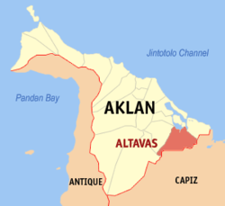 Map of Aklan with Altavas highlighted
