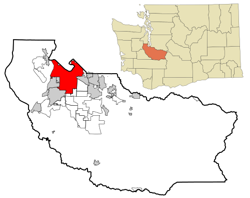 Location of Tacoma in Pierce County and Washington state