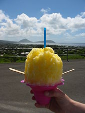 Pineapple-flavored Hawaiian shave ice PineappleSnowCone.jpg