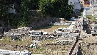 Part of the library is still hidden beneath modern buildings Plovdiv library.jpg