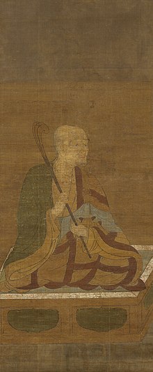 絹本著色道慈律師像（額安寺伝来、奈良国立博物館所蔵）、室町時代（14 - 15世紀）の作。