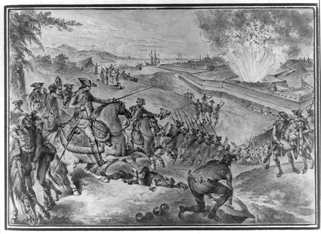 Engraving (1783) depicting the Siege of Pensacola