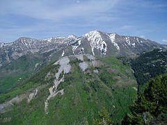 A view of Provo Peak from the top of Y-mountain.