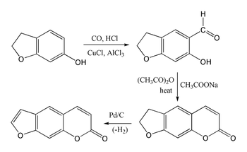 Synthèse du psoralène à partir du 6-hydroxycoumarane.
