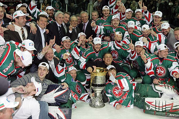 Ak Bars Kazan after winning the Gagarin Cup in 2009