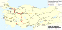 A Törökország nagysebességű vasúti közlekedése útvonala