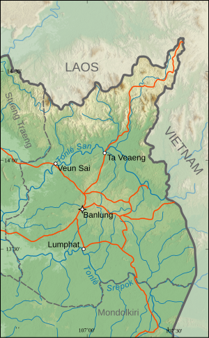 Map of Ratanakiri Province Ratanakiri physical map.svg