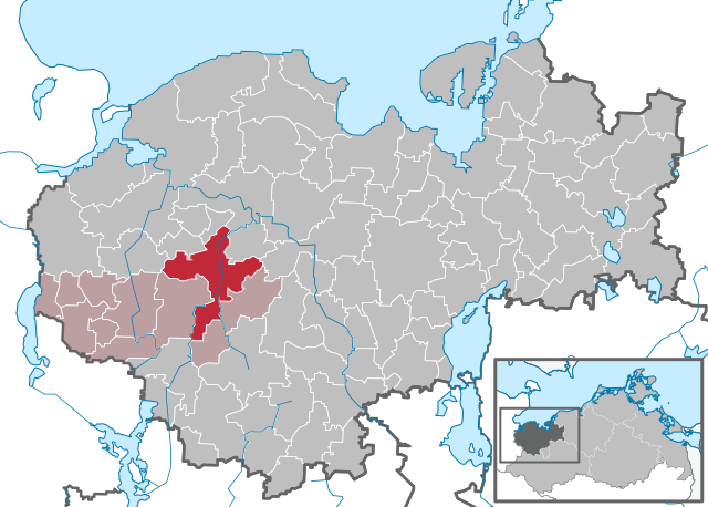 Rehnas läge i Mecklenburg-Vorpommern