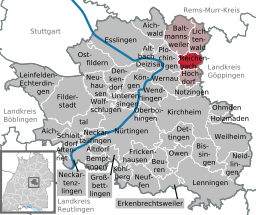 Läget för Reichenbach an der Fils i Landkreis Esslingen