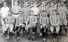 Argentine football team River Plate wearing St. Margaret's shirts in 1920 Other Argentine clubs such as Boca Juniors and Racing also wore St Margaret's River plate equipo 1920.jpg