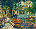 Un après-midi à l'Ile aux Cerises, Rouen, oil on canvas, 50 x 61.2 cm