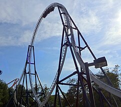 The 49 meter high vertical loop with the top hat on the outside.