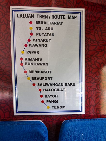 Sabah State Railway route as of 2011.