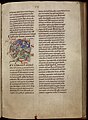 Page avec lettre historiée E ornée d'une scène de vendange, ms 170, fol. 32R
