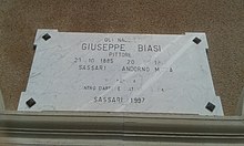 Sassari - Placă de Giuseppe Biasi.jpg
