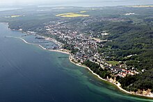 An aerial view of Sassnitz seaside resort and the nearby Jasmund National Park chalk cliffs, Rugia island in Germany Sassnitz (2011-05-21).JPG