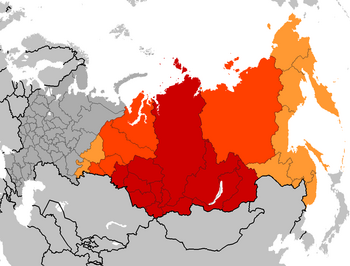 English: Map of Russian federal subjects belon...