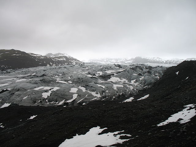 Solheimajökull, elflueja glaĉero de Mýrdalsjökull