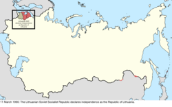 Map of the change to the international disputes involving the Soviet Union on 11 March 1990
