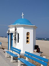 St. Dimitrius Chapel on the beach of Olympiaki Akti, Greece